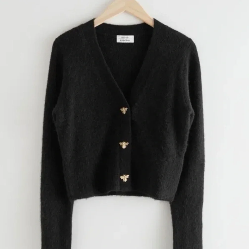 & Other Stories Wool and Alpaca Blend Cardigan Gold Bee Buttons Size Small